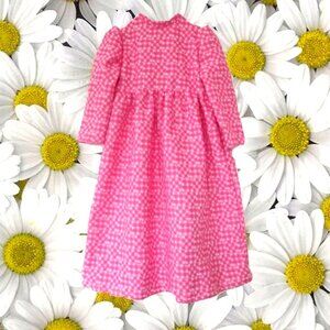 1970s vintage hippie patchwork pink gingham plaid maxi dress girls size 6